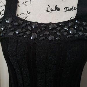 Black beaded knit dress